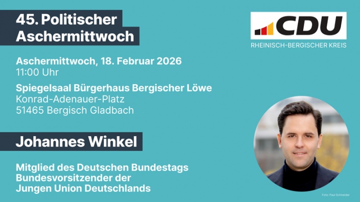 45. Politischer Aschermittwoch mit JU-Chef Johannes Winkel MdB